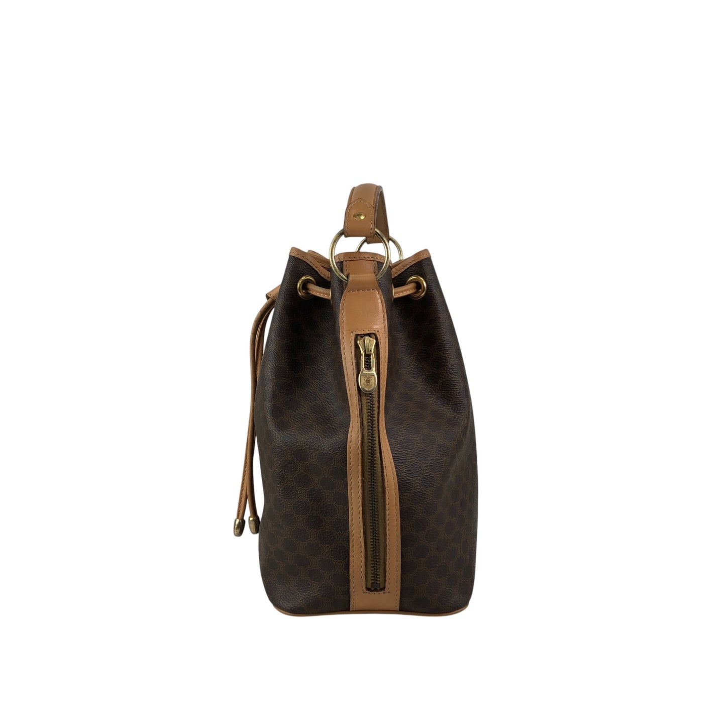 CELINE Macadam Drawstring Shoulder bag Brown Vintage 4wnnyy