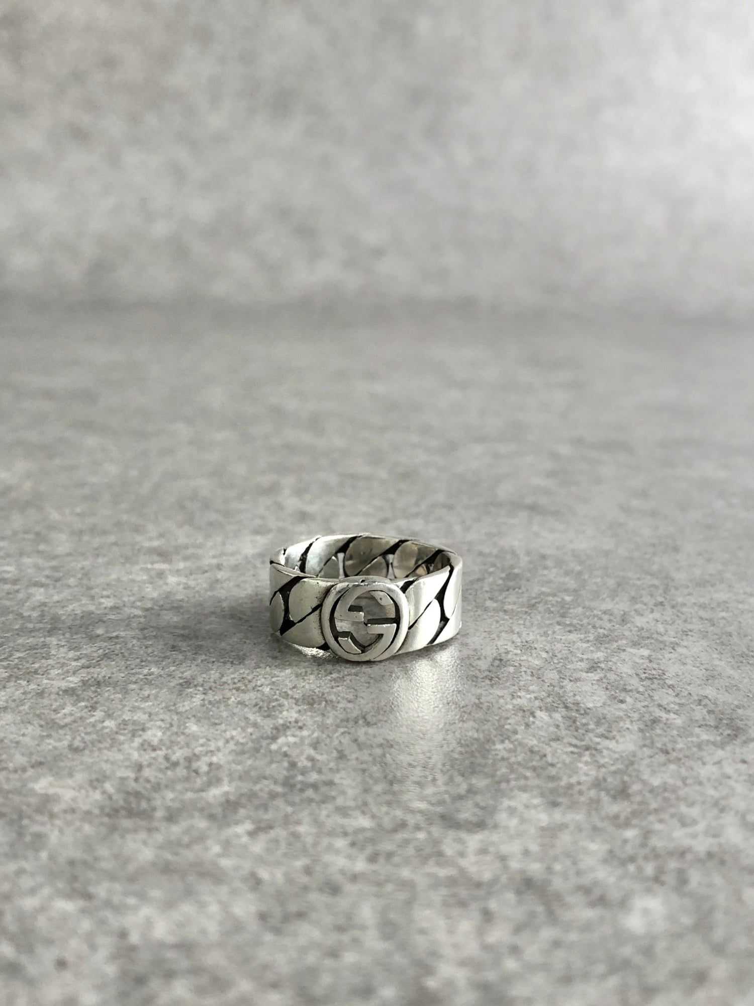 GUCCI Interlocking SILVER925 Ring Silver Vintage fzzpsi