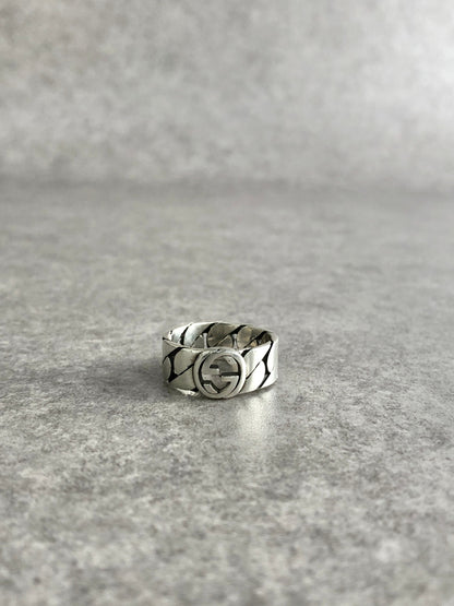 GUCCI Interlocking SILVER925 Ring Silver Vintage fzzpsi