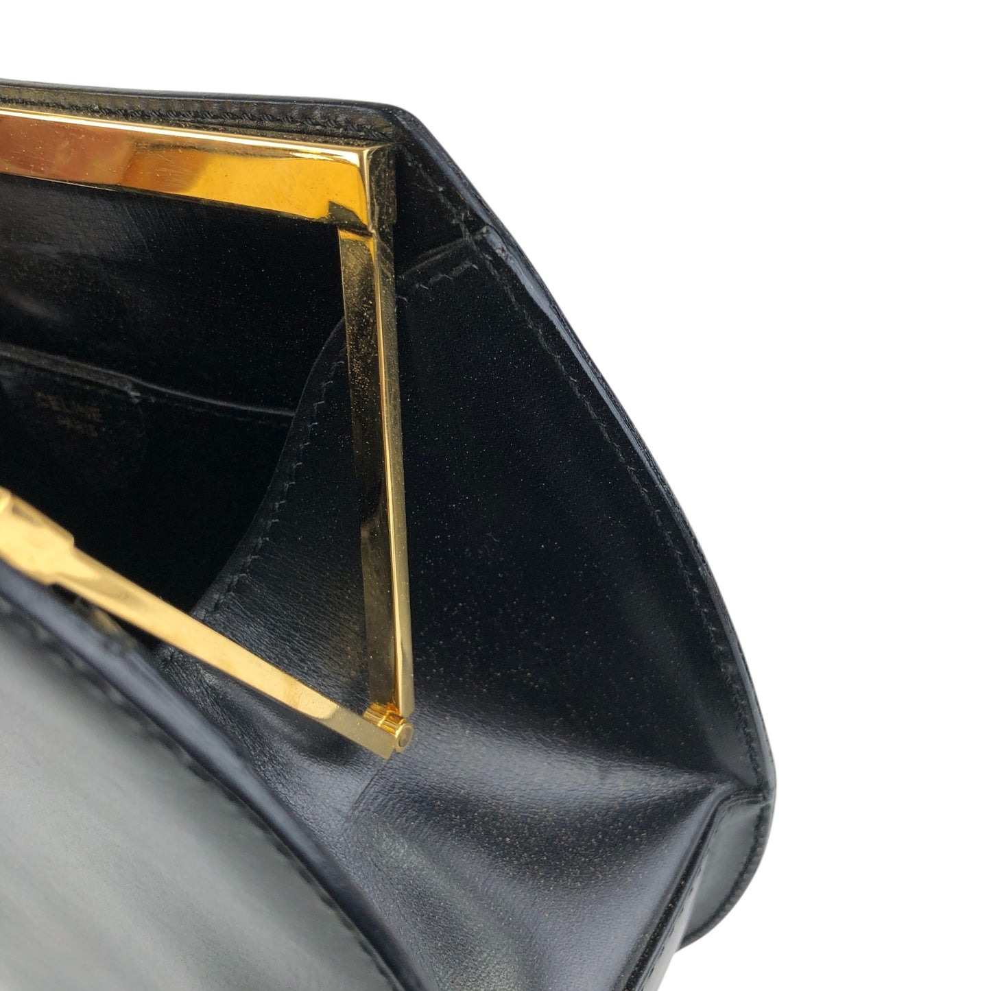 CELINE Metal Clasp Handbag Black Vintage sip54y