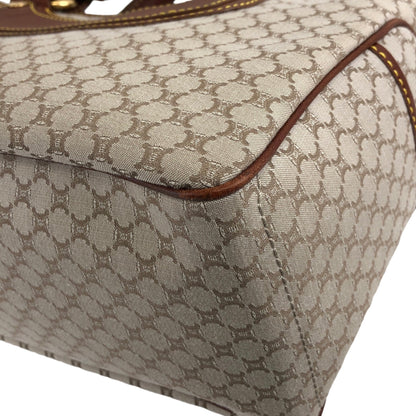 CELINE Macadam Canvas Leather Handbag Beige Vintage ybm6xd
