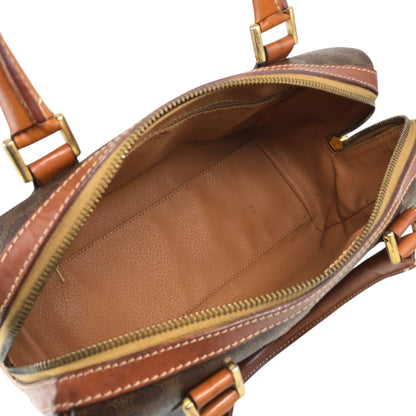 CELINE Macadam Blason Small Boston bag Handbag Brown Vintage f2ydjv