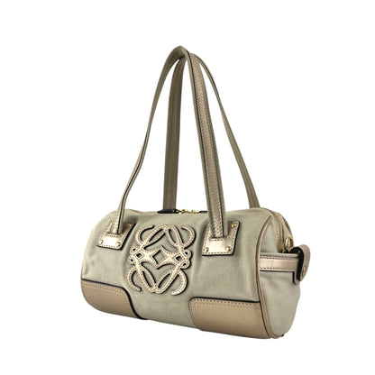 LOEWE Anagram Small Boston bag Handbag Beige Vintage mym6vr