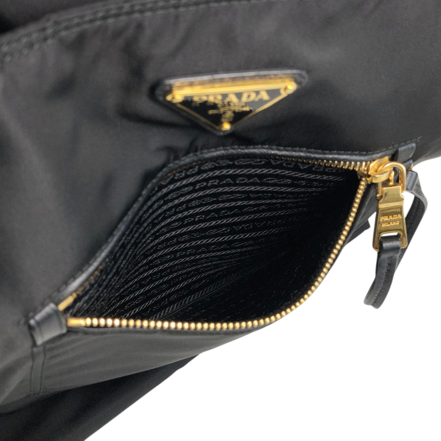 PRADA Tessuto Triangle Logo Handbag Totebag Black Vintage zahf6a