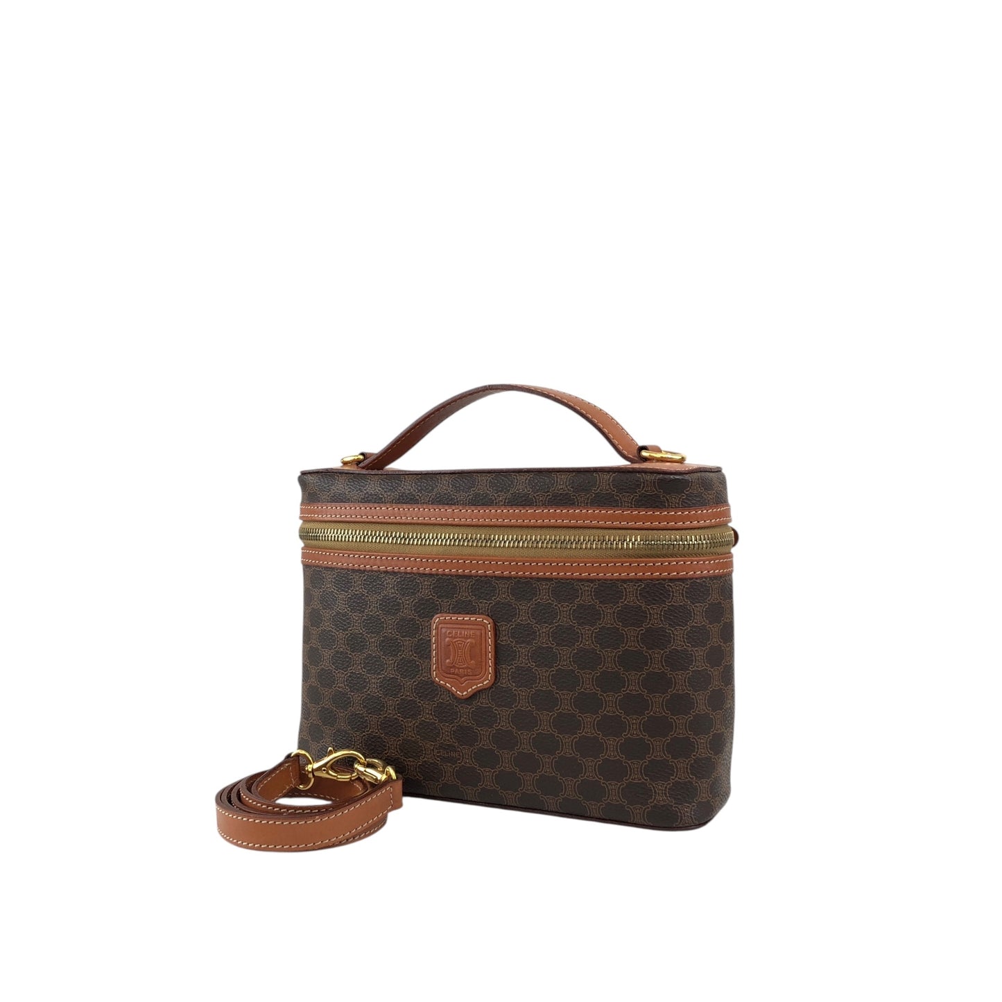 CELINE Macadam Blason Two-way Handbag Shoulder bag Vanity bag Brown Vintage t7yhbd