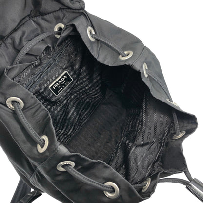 PRADA Tessuto Triangle Logo Front Buckle Backpack Black Vintage adjm4v