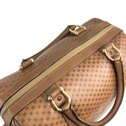 CELINE Triomphe PVC 皮革手提包波士頓包棕色復古 v4ikr4 