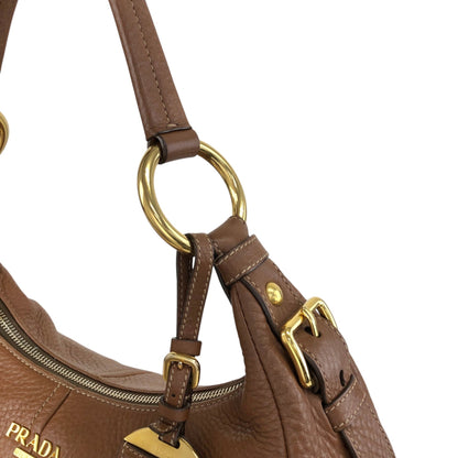 PRADA Logo Shoulder bag Hobobag Brown Vintage vbntex