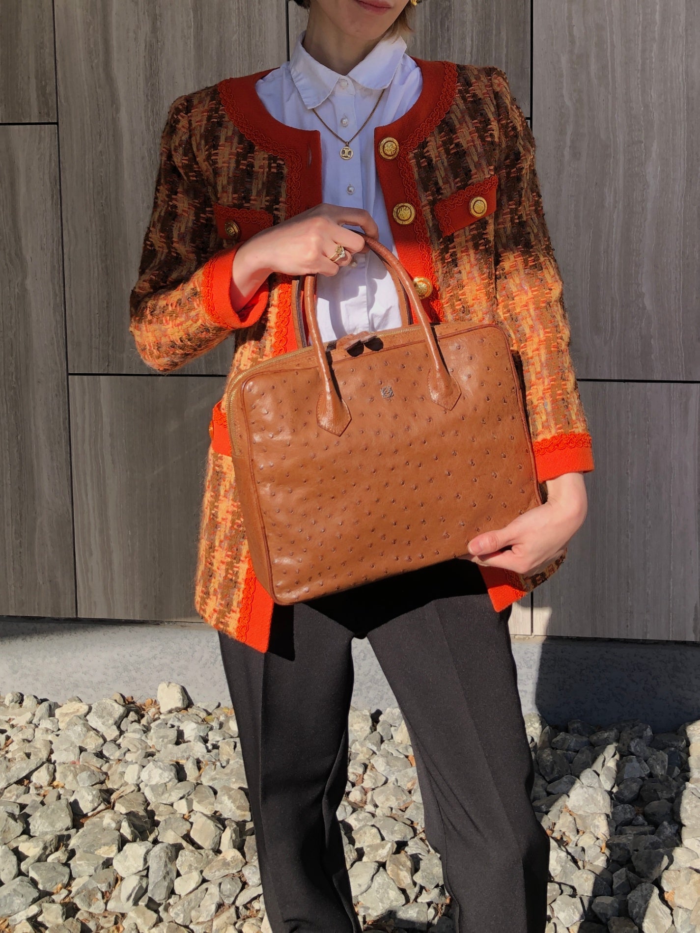 LOEWE Anagram Handbag Brown Vintage pztb8z