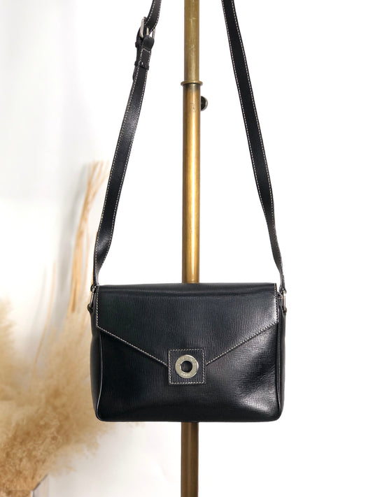 CELINE Circle Logo Shoulder bag Black Vintage e3r52b