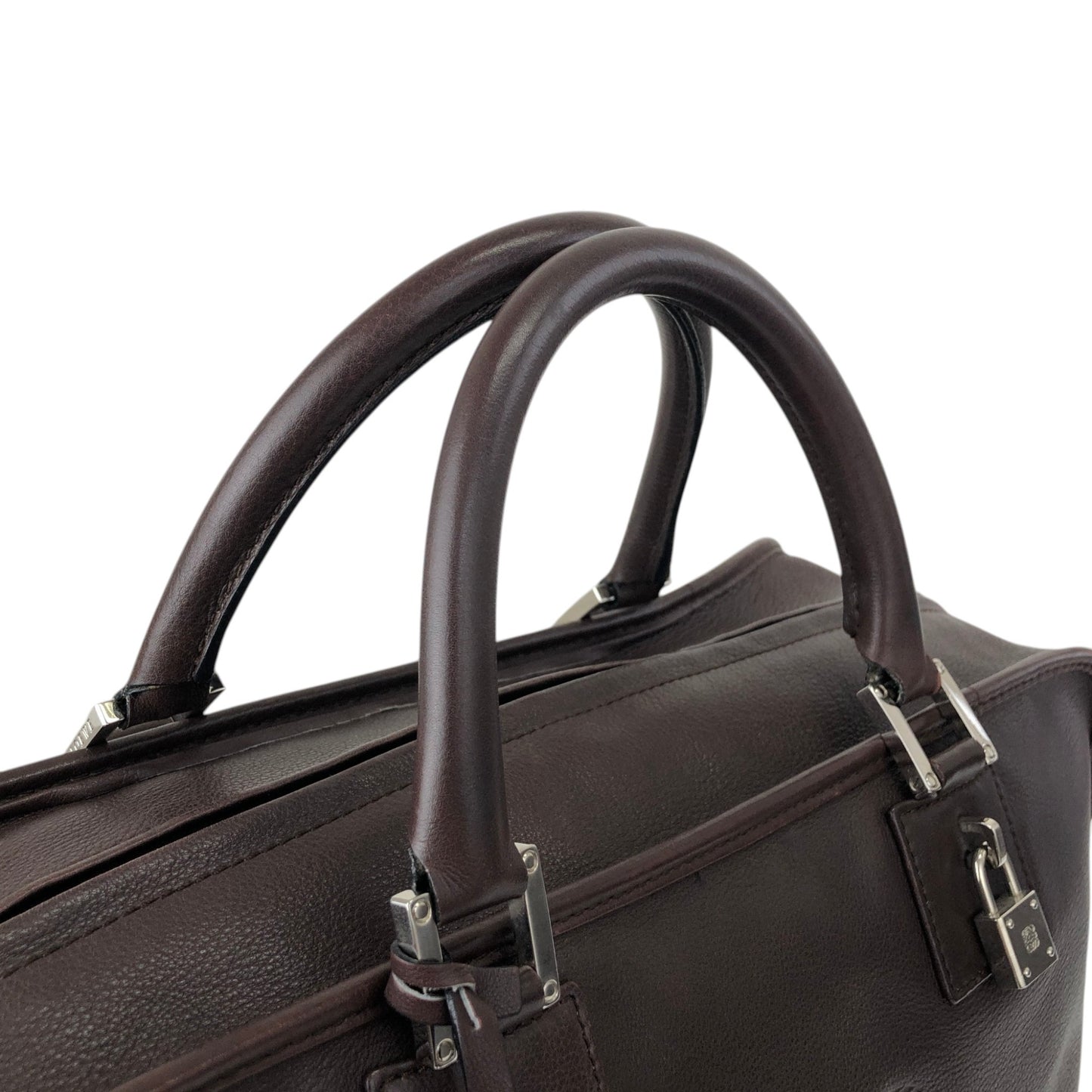 LOEWE Amazona35 Anagram Small Boston bag Handbag Brown Vintage t6ikyf