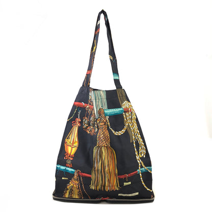 HERMES Silk Foldable Eco Silky Pop Totebag Black Vintage 7ztzeb
