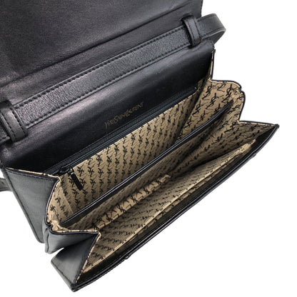 Yves Saint Laurent YSL Logo Shoulder bag Black Vintage 4x4vtu