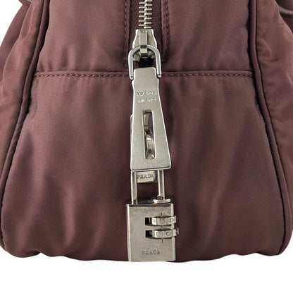 PRADA Logo Handbag Boston bag Brown Vintage 4x2uwa