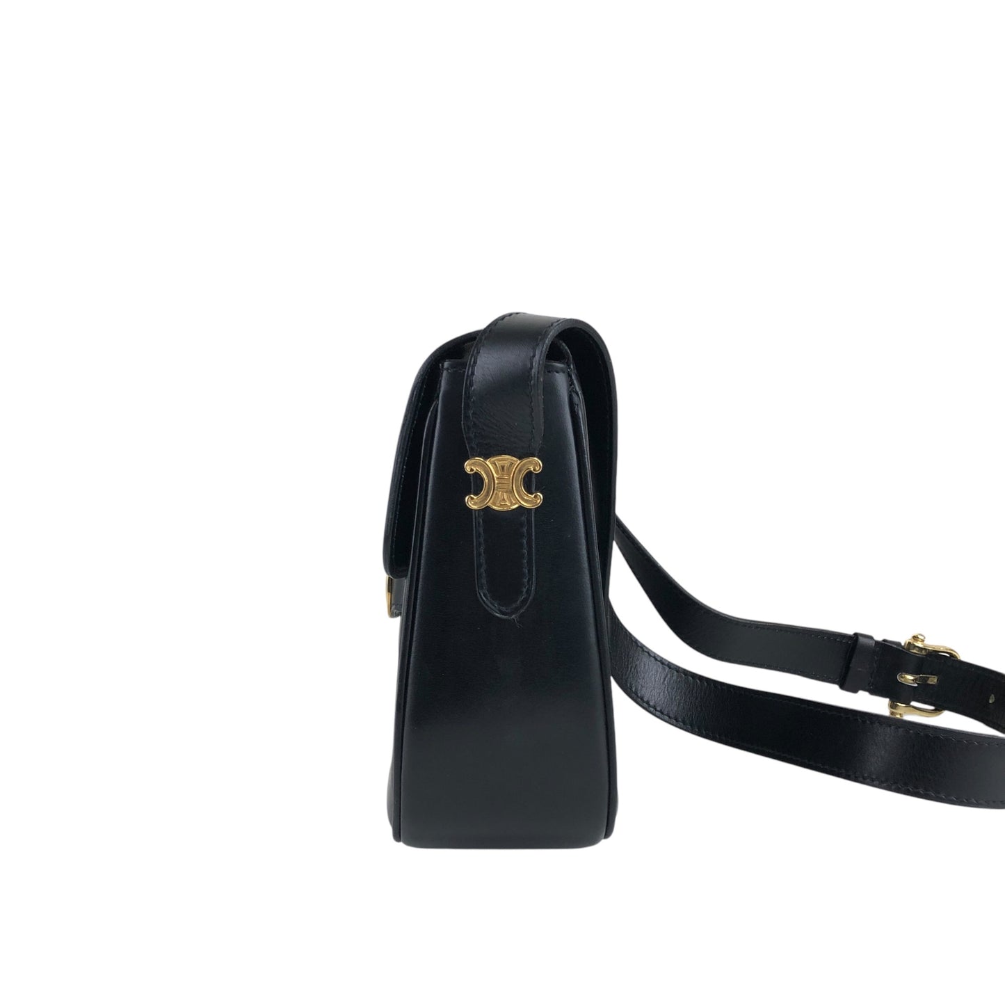 CELINE Triomphe Shoulder bag Black Vintage n24pjw