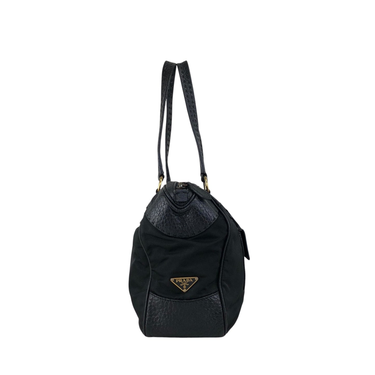 PRADA Triangle Logo Front Pocket Totebag Black Vintage 8vzd5r