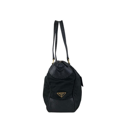 PRADA Triangle Logo Front Pocket Totebag Black Vintage 8vzd5r