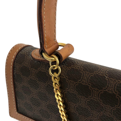 CELINE Macadam Gancini Top Handle Handbag Brown Vintage af3ben