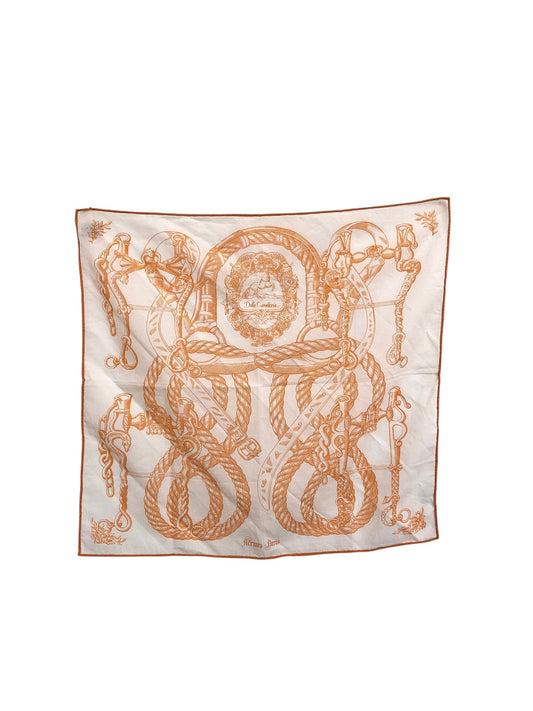 HERMES Scarf White Vintage ev5385