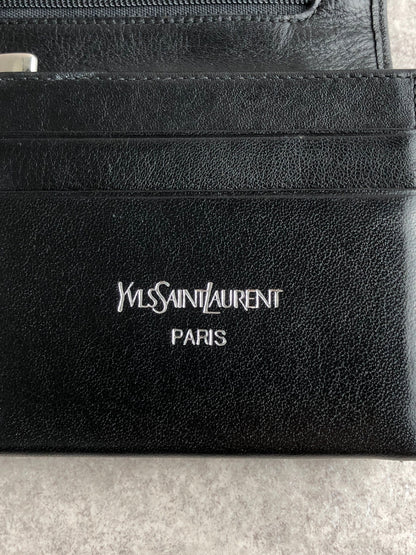 Yves Saint Laurent YSL Logo Long Wallet Black Vintage eh7xmb