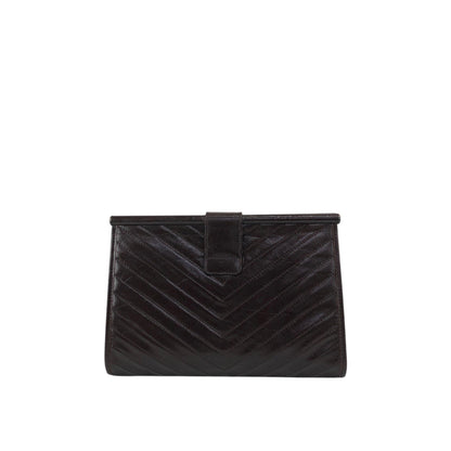 Yves Saint Laurent YSL Logo Bias Stitch Clutch bag Brown Vintage sj7x37