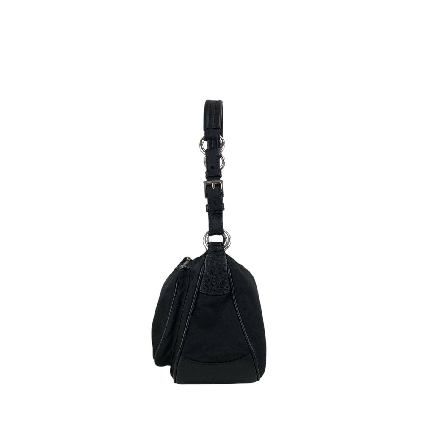 PRADA Tessuto Triangle Logo Shoulder bag Hobobag Black Vintage uxyr4i