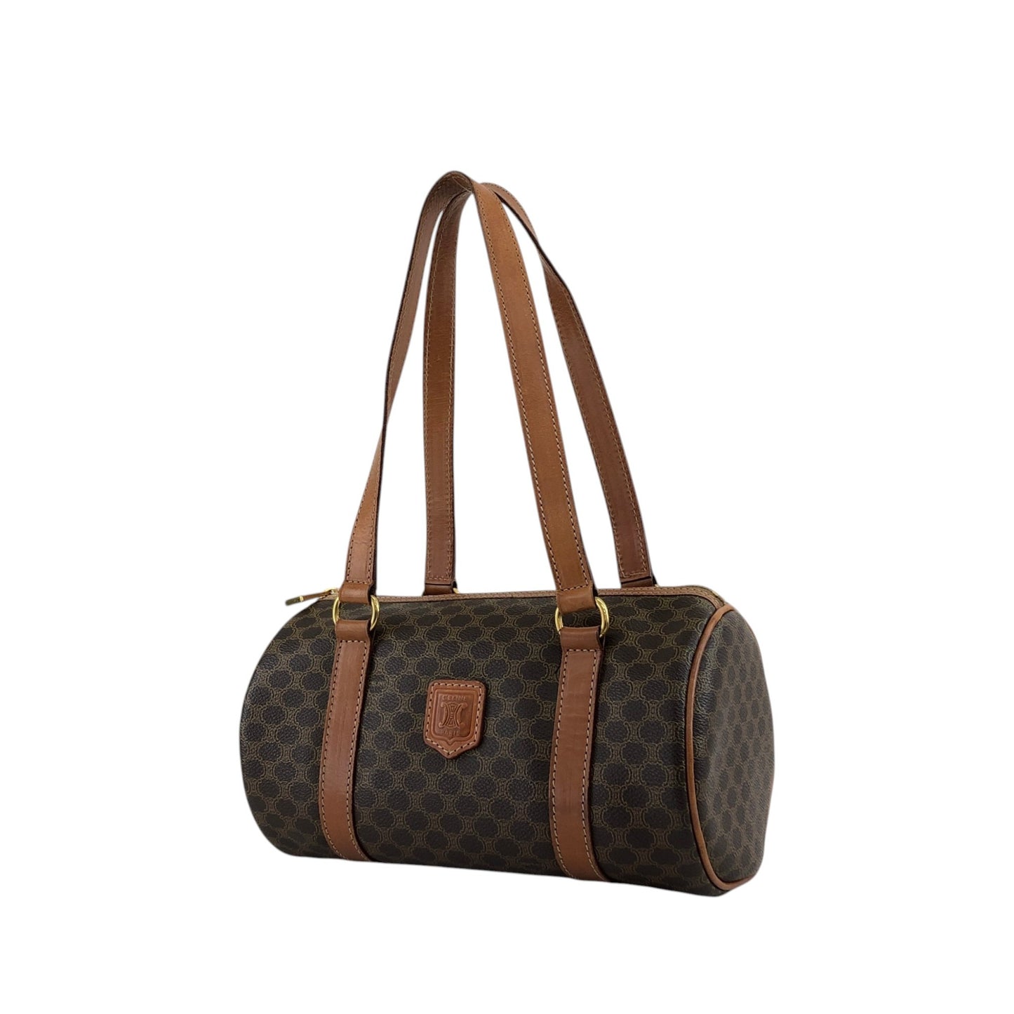 CELINE Macadam Blason Handbag Brown Vintage s5ej7j
