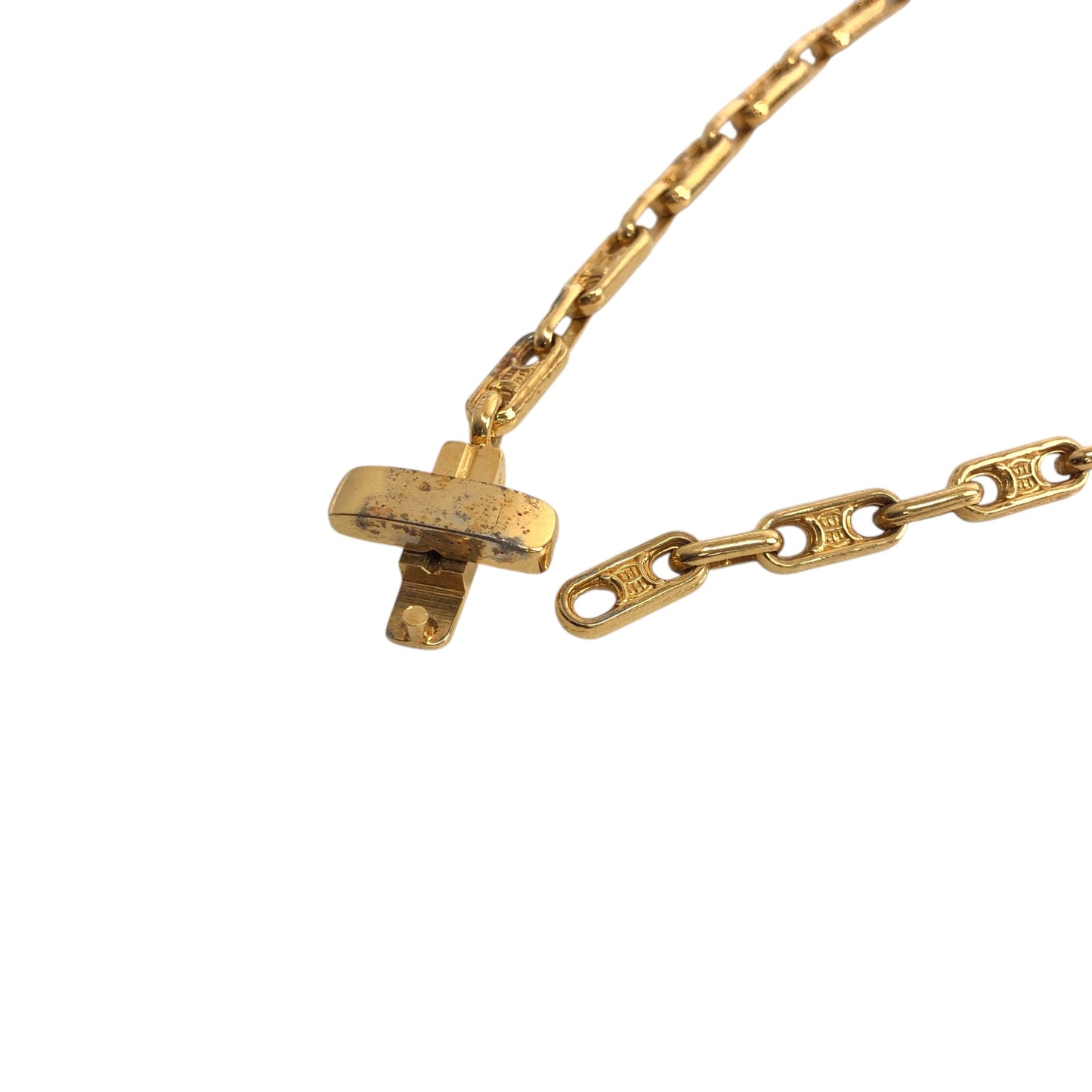 CELINE Triomphe Chain Shoulder bag Black Vintage 7i7ugg