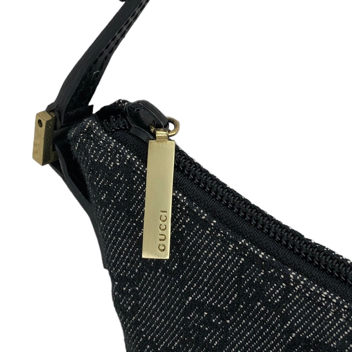 GUCCI GG Canvas Leather Small Handbag Hobobag Black Vintage 2egrki