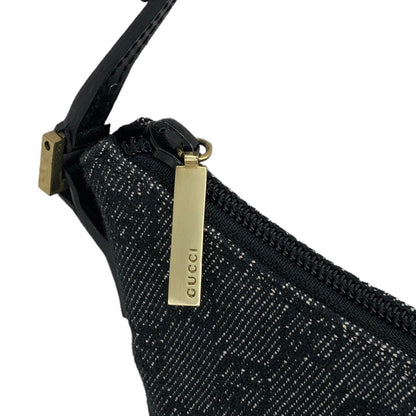 GUCCI GG Canvas Leather Small Handbag Hobobag Black Vintage 2egrki