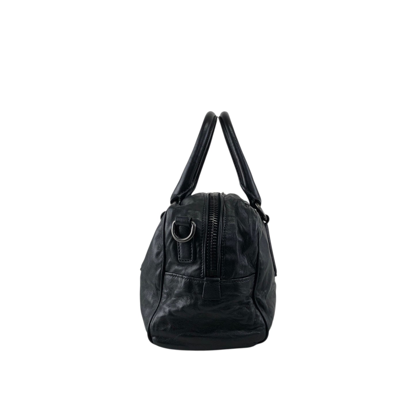 PRADA Logo Handbag Boston bag Black Vintage 2ces57