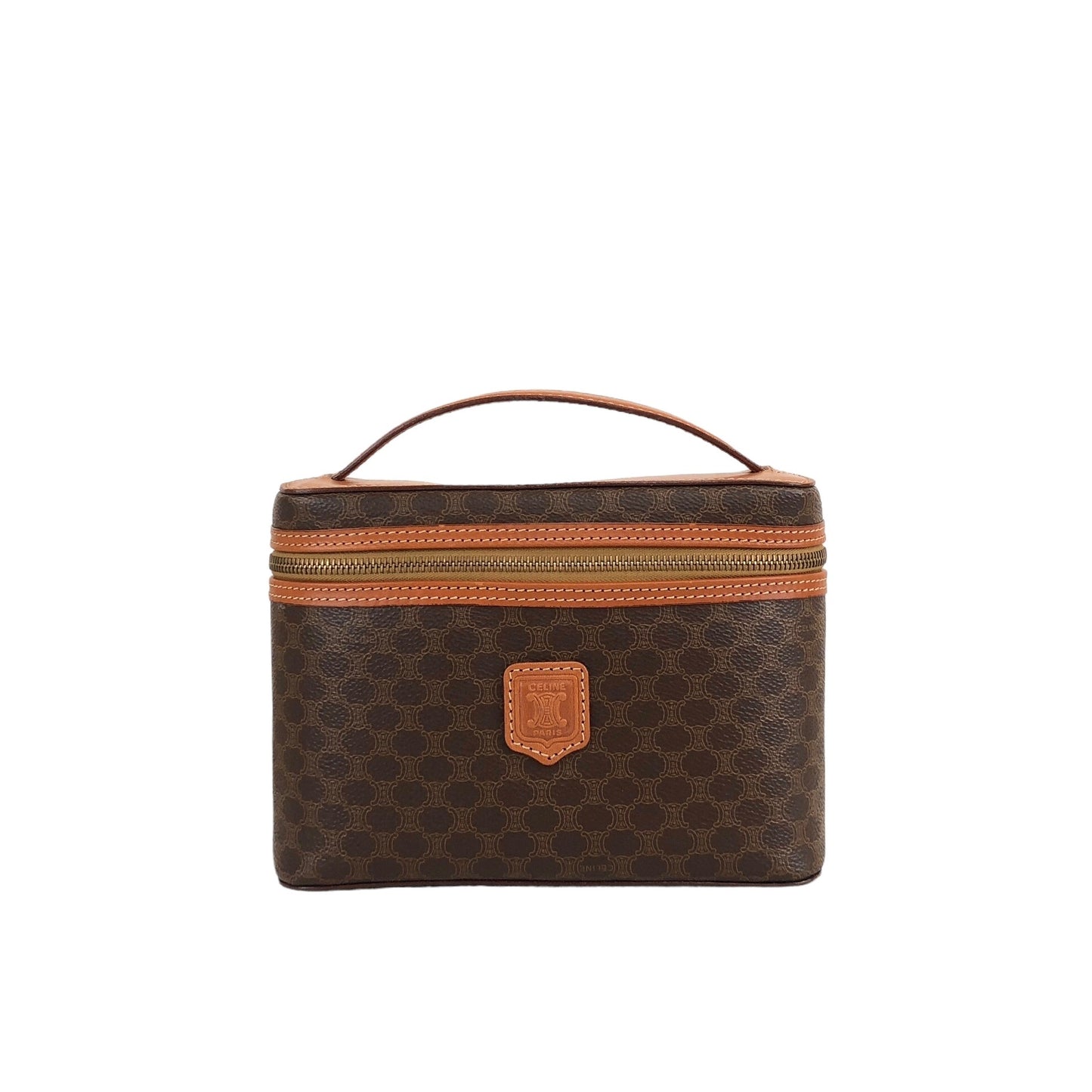 CELINE Macadam Blason Handbag Vanity bag Brown Vintage vekvc3