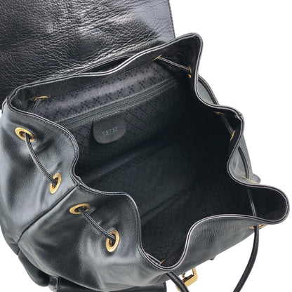 GUCCI Bamboo Double Pocket Backpack Black Vintage 5xx4xe