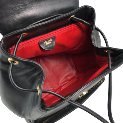 CELINE Starball Logo Embossed Backpack Black Vintage 66agh7