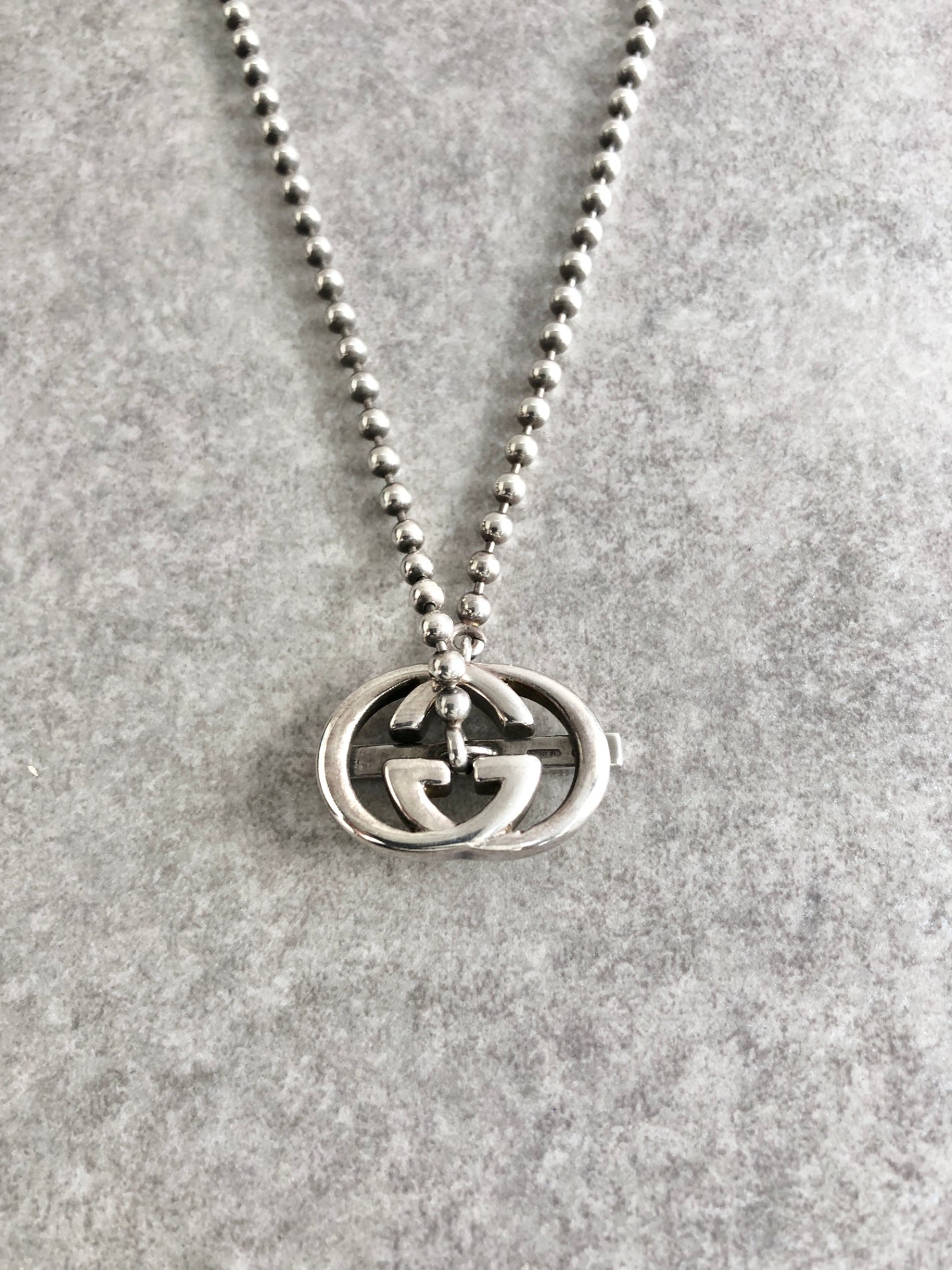 GUCCI Interlocking Necklace Silver Vintage d8rjub