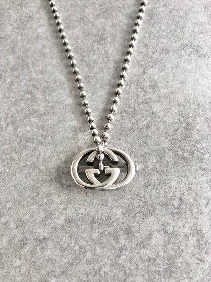GUCCI Interlocking Necklace Silver Vintage d8rjub