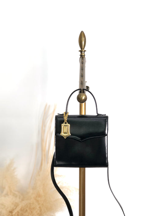 Yves Saint Laurent YSL Logo Charm Two-way Handbag Shoulder bag Black Vintage gmjhfk