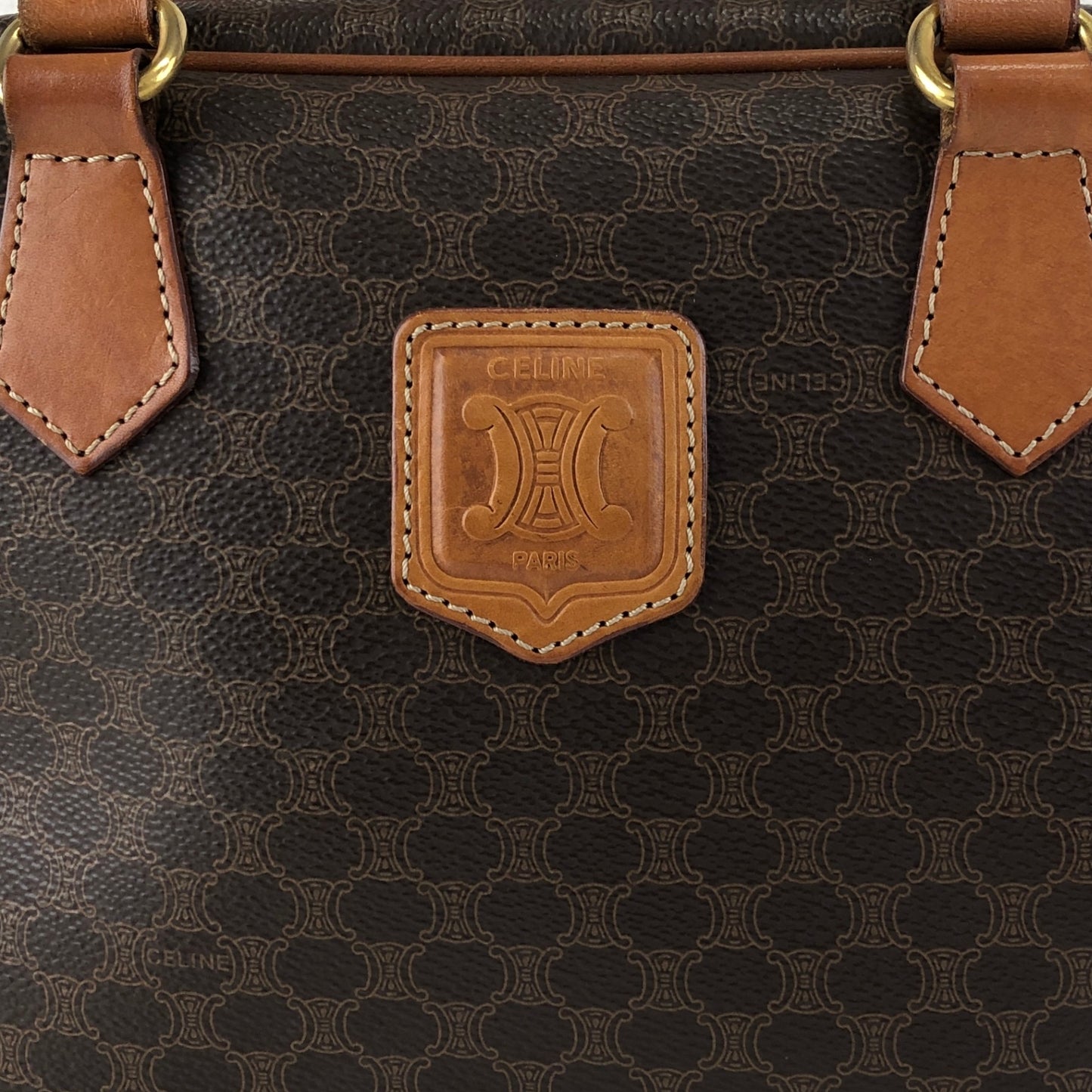 CELINE Macadam Blason Two-way Handbag Shoulder bag Brown Vintage 58rwg8
