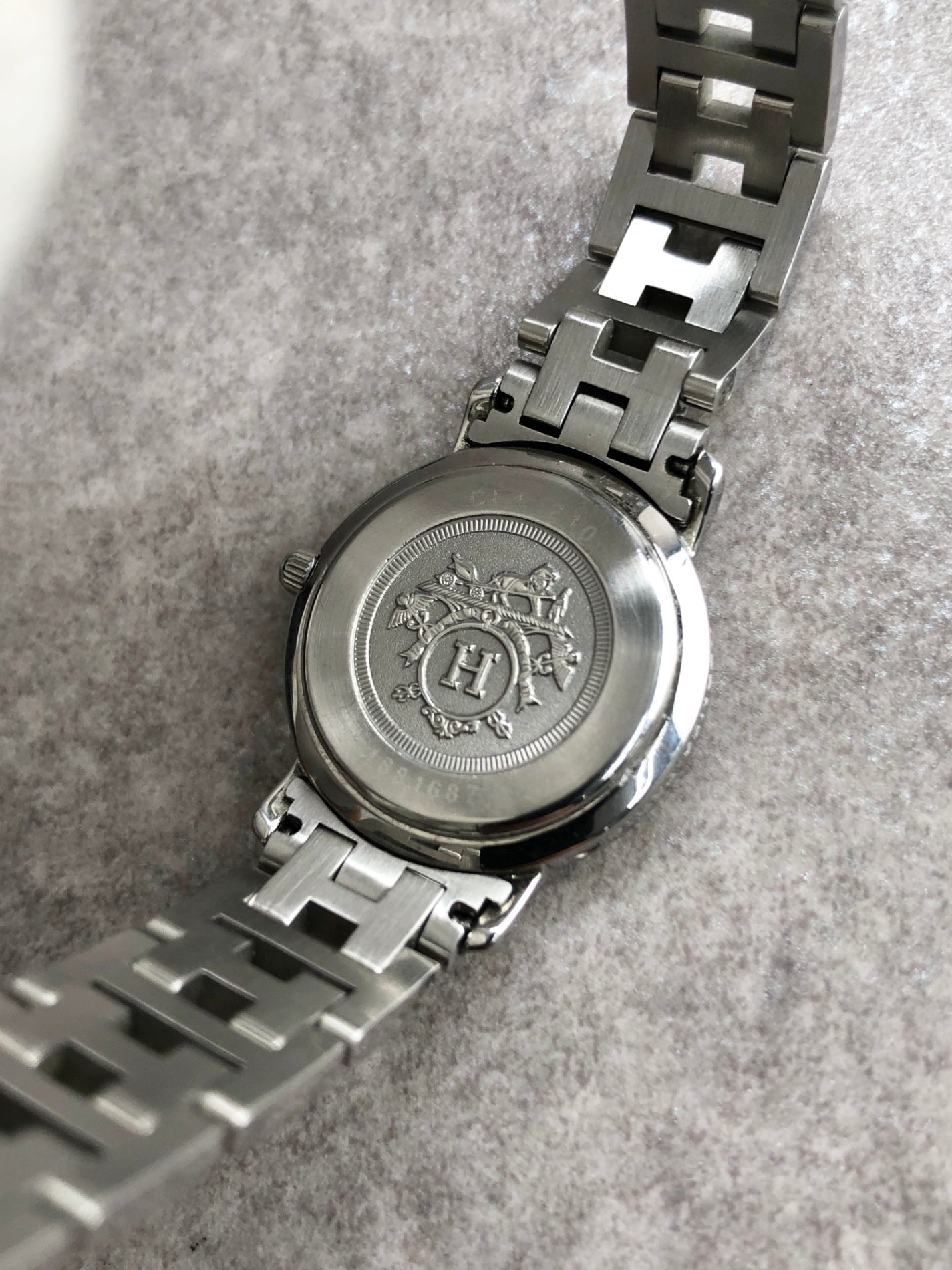 HERMES Logo Quartz Watch Silver Vintage bkagrp