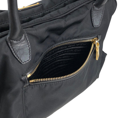 PRADA Tessuto Triangle Logo Padlock Two-way Small Boston bag Shoulder bag Black Vintage ha37gm