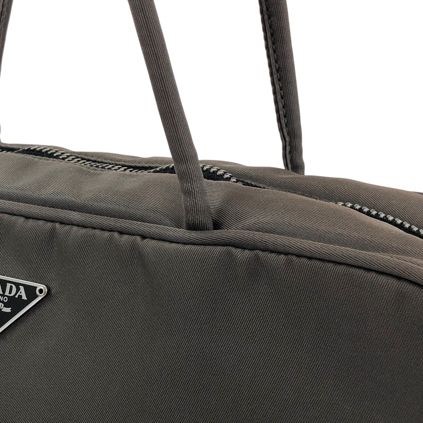 PRADA Tessuto Triangle Logo Totebag Gray Vintage 687jiy