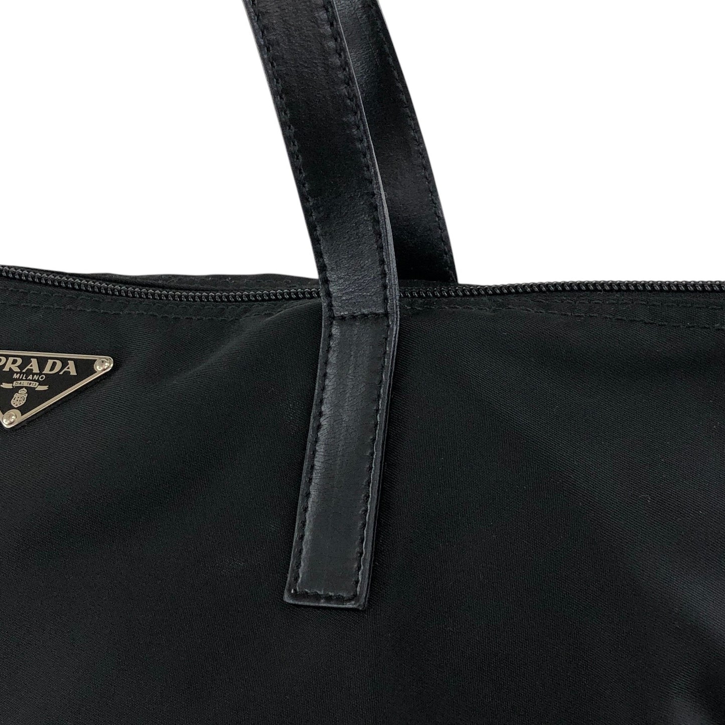 PRADA Tessuto Triangle Logo Handbag Totebag Black Vintage cxhrm8