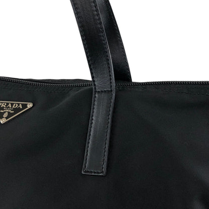 PRADA Tessuto Triangle Logo Handbag Totebag Black Vintage cxhrm8