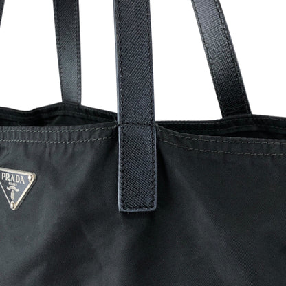PRADA Tessuto Triangle Logo Totebag Black Vintage znncse