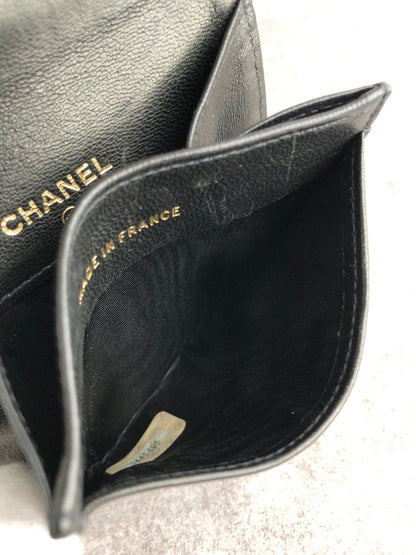 CHANEL Coco Mark Coin Purse Black Vintage 4umftb
