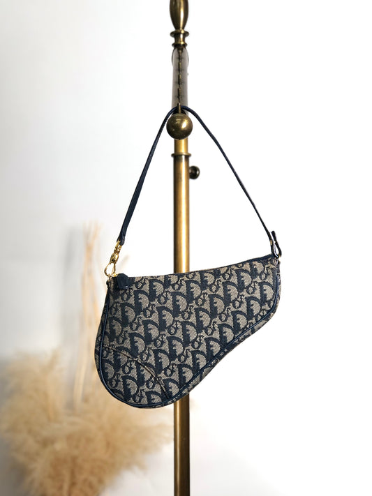 Christian Dior Trotter Shoulder bag Navy Vintage vtyw8k