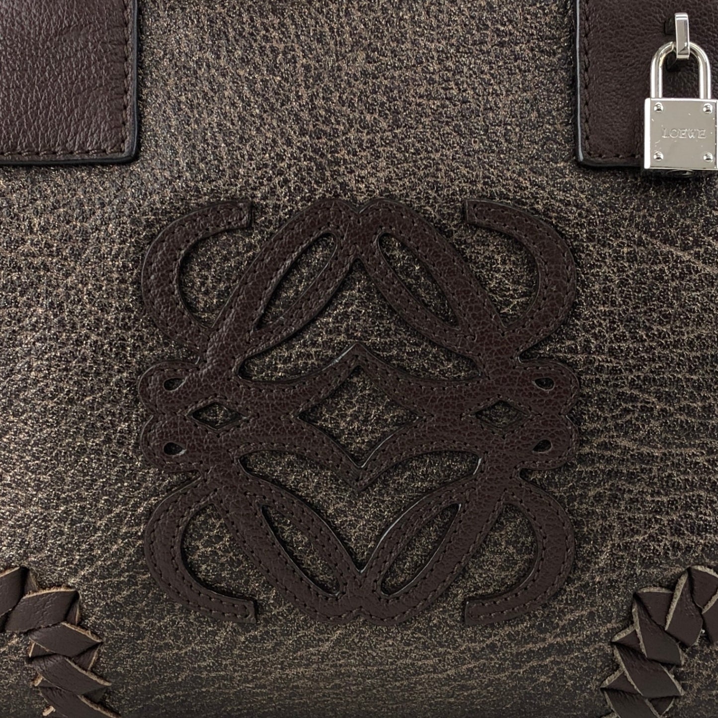 LOEWE Amazona28 Anagram Handbag Boston bag Brown Vintage hyvv3u