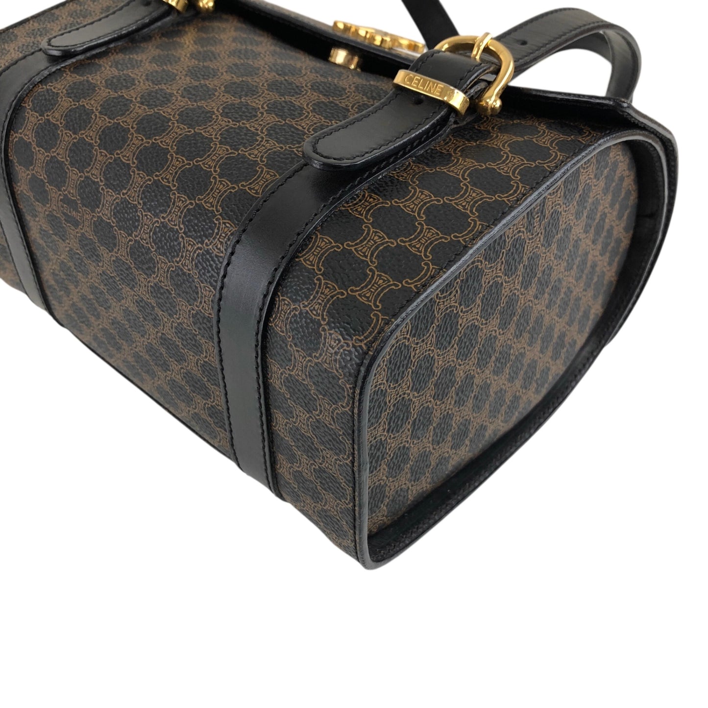 CELINE Macadam Handbag Vanity bag Black Vintage c64kav