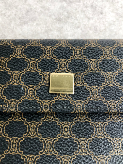 CELINE Macadam Trifold Wallet Black Vintage bybkp7