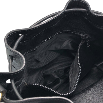 CELINE Blason Gancini Drawstring Shoulder bag Black Vintage 3zj4mf